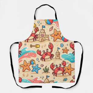 Tablier à motif de plage – Crabe et étoile de mer
