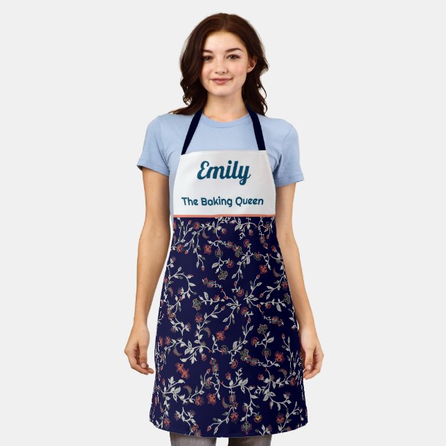 Tablier à motif floral personnalisé (Porté)