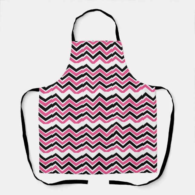 Tablier à motif géométrique à rayures Chevron noir (Recto)
