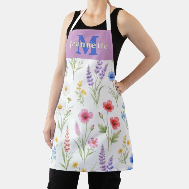 Tablier à motif monogramme personnalisé à fleurs s (Insitu)