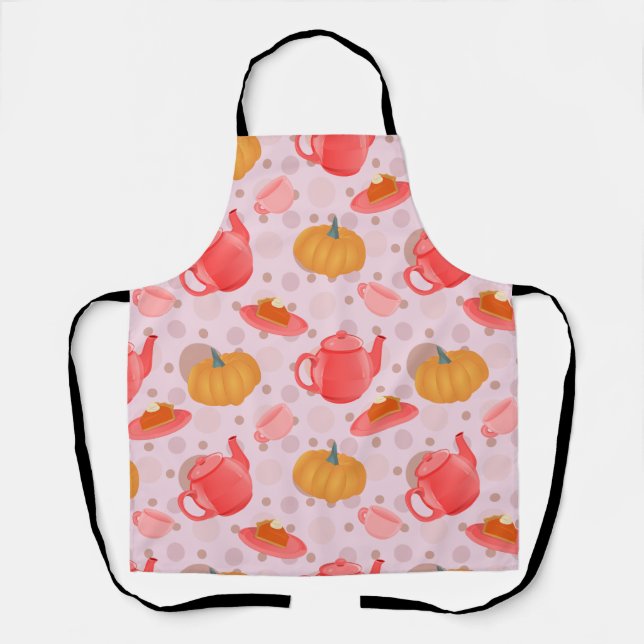 Tablier à motif sans couture Cozy Pumpkin Tea Part (Recto)