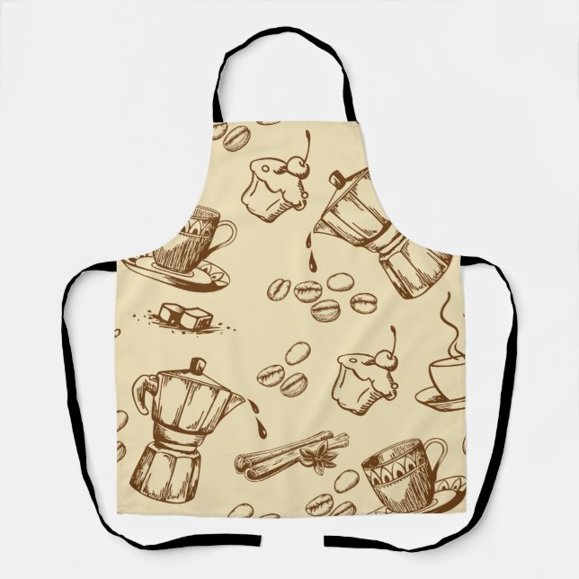 Tablier à motif sans couture pour amateur de café  (Recto)