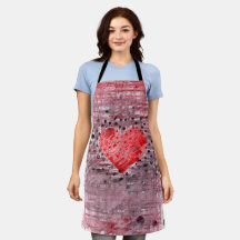 Tablier à pois rouge charbon cœur grunge fantaisis