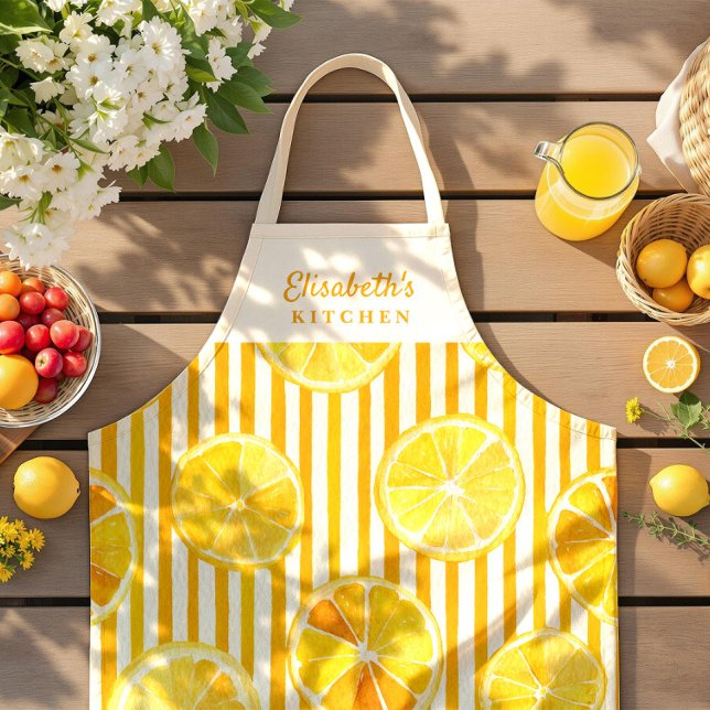 Tablier à rayures sur le thème du citron (Créateur téléchargé)
