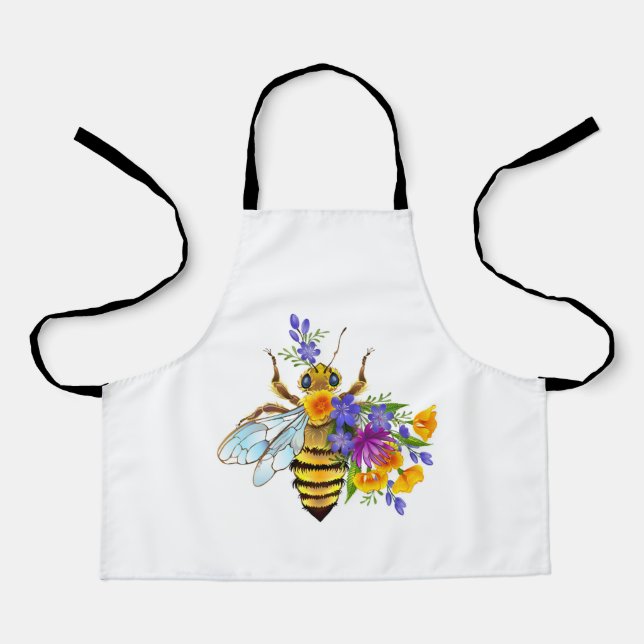 Tablier Abeille à fleurs avec plantes sauvages (Recto)