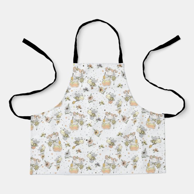 Tablier Abeilles De Miel, Fée & Bébé En Motif Sans Faille (Recto)
