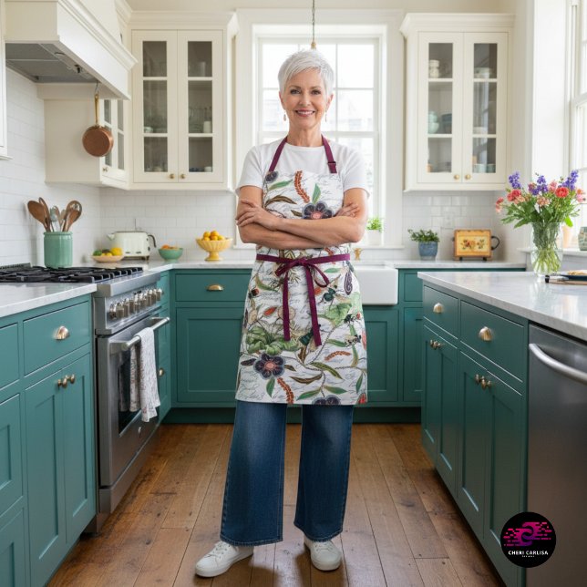 Tablier Abeilles et fleurs Vintages (Serving recipes and cottagecore energy in this bee botanical apron)