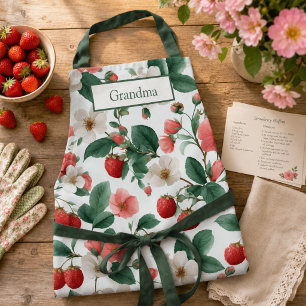 Tablier Abri personnalisé Fleur de Fraise Cottagecore
