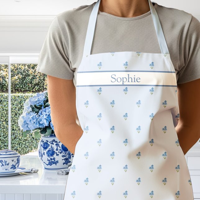 Tablier Abricot Fleur Forget-Me-Not Bleu (Forget Me Not Apron Blue)