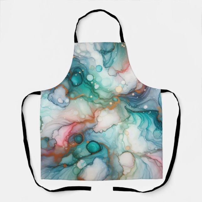 Tablier Abstract in Pink, Teal, Blue, and Gold (Recto)