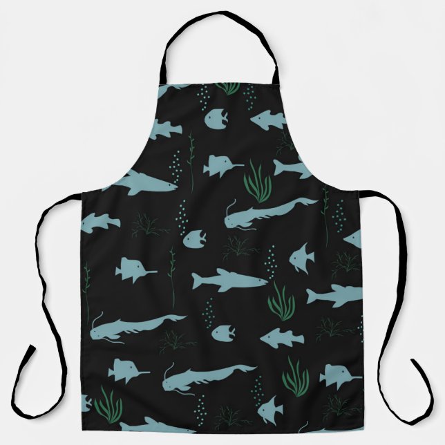 Tablier Abstract underwater pattern with fishes and seawee (Recto)