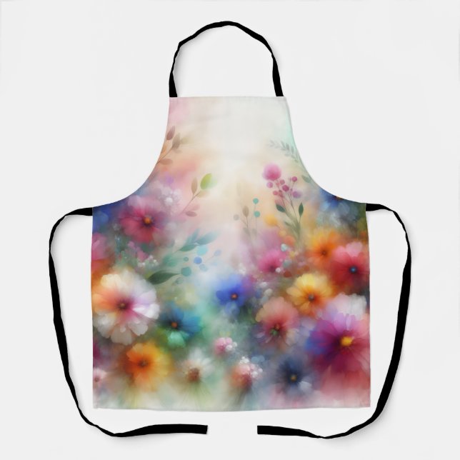 Tablier Abstract Watercolor Florals Apron (Recto)
