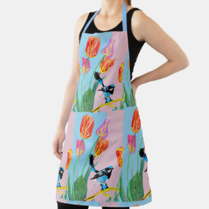 Tablier Abstrait Blue Wren Australian Bird Bird Apron