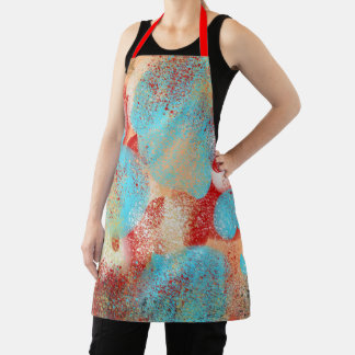 Tablier Abstrait en bleu aqua, rouge et jaune