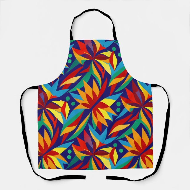 Tablier Abstrait Géométrique Tropical Multicolore Vibrant  (Recto)