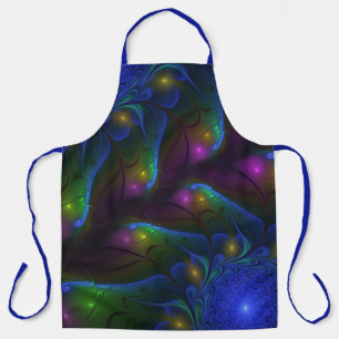Tablier Abstrait Moderne Trippy Fractal Lumineux Coloré