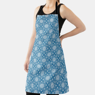 Tablier Abstrait motif floral ouvert en col bleu clair