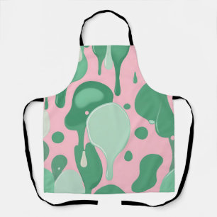Tablier Abstrait motif goutte à goutte rose menthe verte f