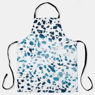 Tablier Abstrait Terrazzo Mosaic Marine et Motif bleu clai
