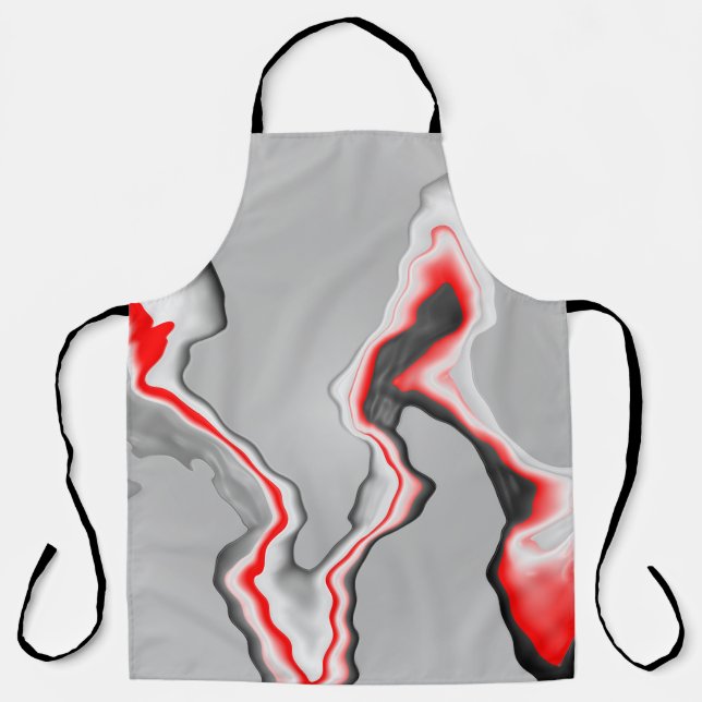 Tablier Abstraite vague rouge noir et blanc, motif de zigz (Recto)