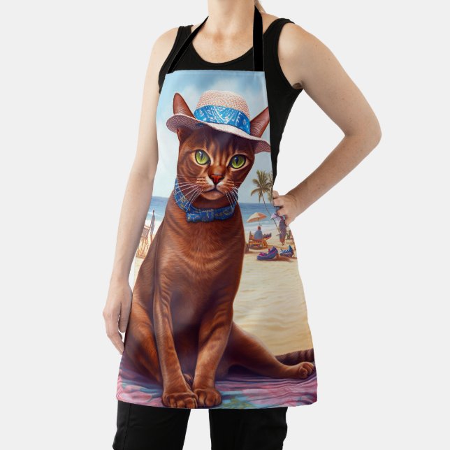 Tablier Abyssinian cat on Beach, cadeau d'été pour amoureu (Insitu)