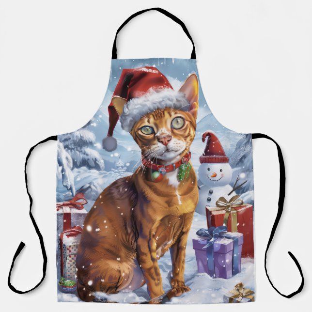 Tablier Abyssinian Chat Winter Wonderland Noël Joie (Recto)