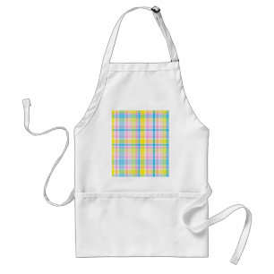 Tablier Accessoires motifs écossais rose jaune