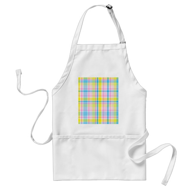 Tablier Accessoires motifs écossais rose jaune (Devant)