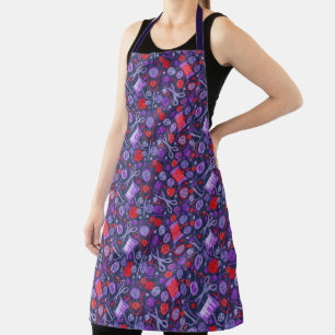 Tablier Accueil Hobby Couture Artisanat Collage Motif Bleu