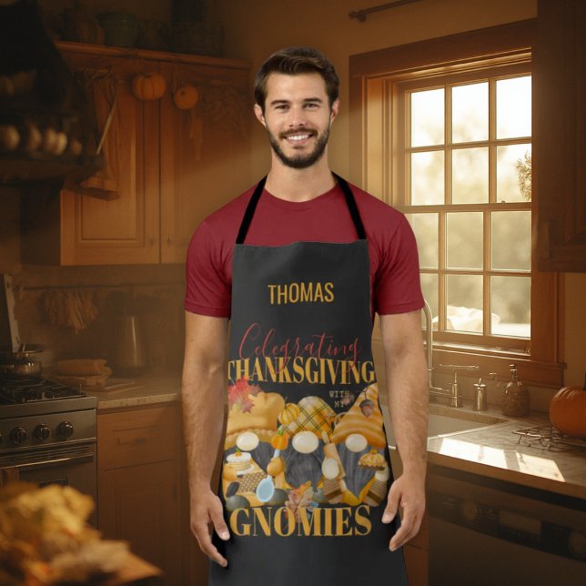 Tablier Action de grâce avec mes gnomes d'automne (Créateur téléchargé)