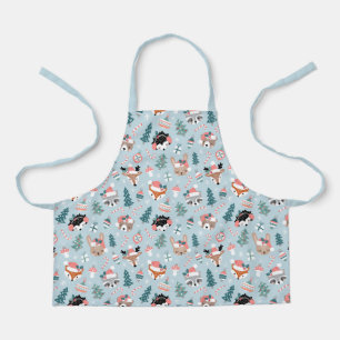 Tablier Adorable Bois Noël Animal Visages Motif