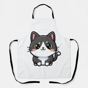 Tablier Adorable chaton kawaii noir et blanc