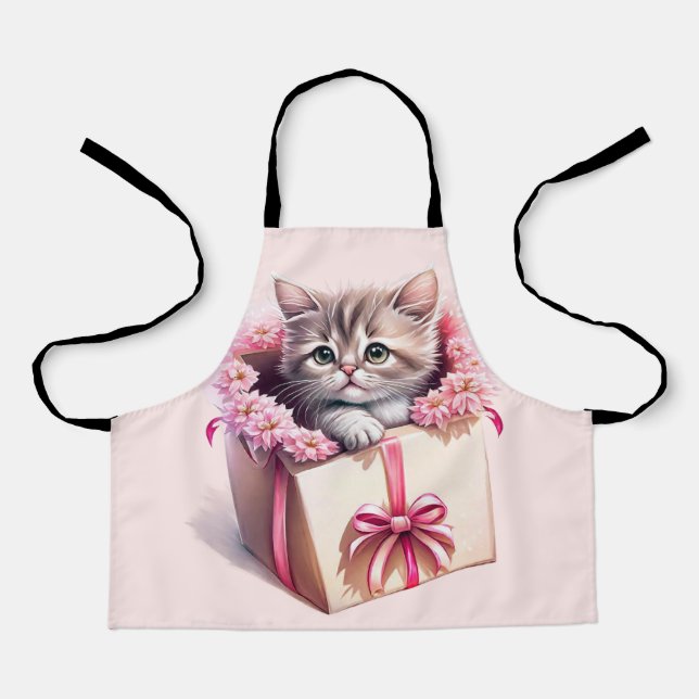 Tablier Adorable Kitten dans une boîte Cadeau d'anniversai (Recto)