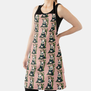 Tablier Adorable panda qui enlace du bambou, illustration