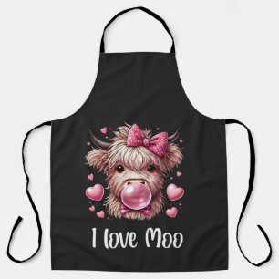 Tablier Adorable Vache de Saint-Valentin (texte blanc)