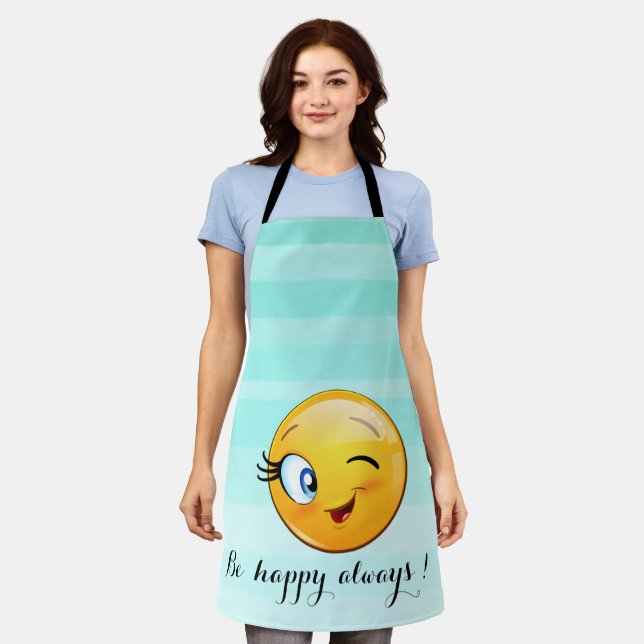 Tablier Adorable Winking Emoji Face-Be heureux toujours (Porté)