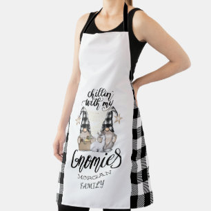 Tablier Adorables petits gnomes carreaux noir buffle
