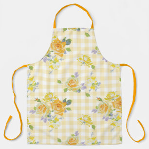 Tablier Adult Large Apron yellow rose florale