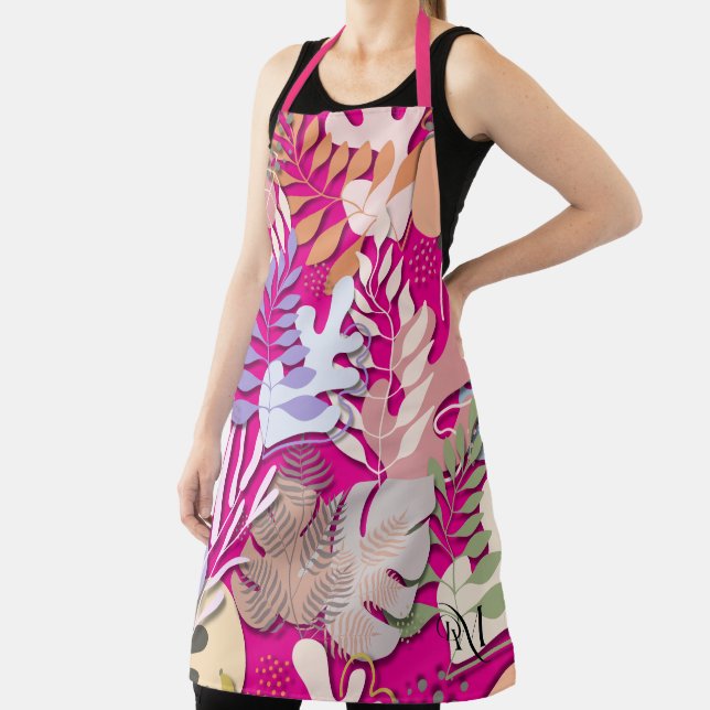 Tablier Adulte : Feuilles Abstraits (magenta) (Insitu)