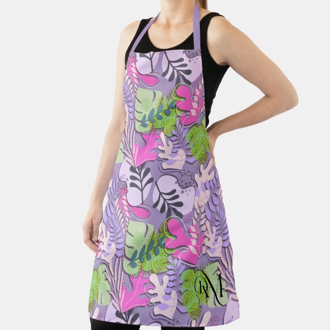 Tablier Adulte : Feuilles Abstraits (violet) (Insitu)