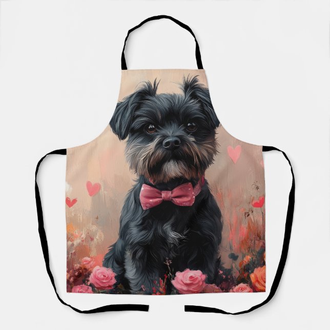 Tablier Affenpinscher avec des roses - Saint-Valentin (Recto)