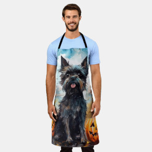 Tablier Affenpinscher Halloween avec citrouilles effrayant