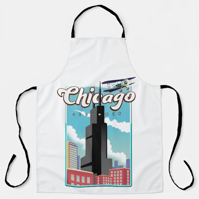 Tablier Affiche de voyage de Chicago Illinois USA (Recto)