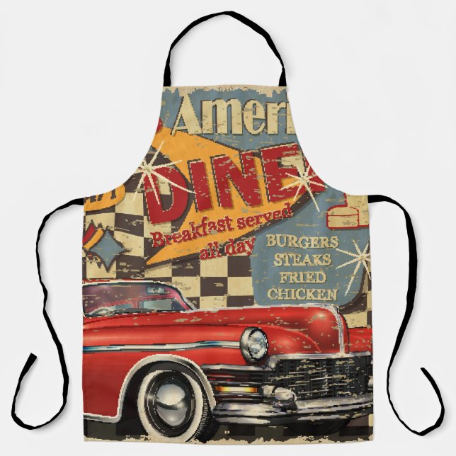 Tablier affiche vintage American Diner : style rétro (Recto)
