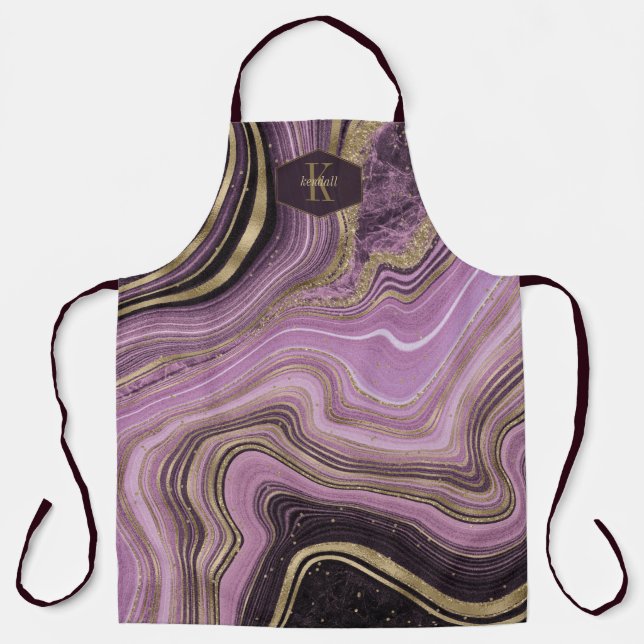 Tablier Agate Abstrait Monogramme Minuit ID827 Apron (Recto)