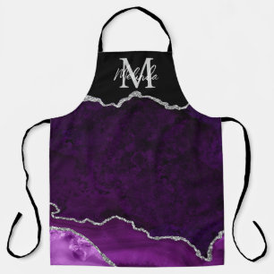 Tablier Agate de marbre violet et argenté