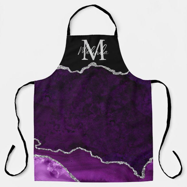Tablier Agate de marbre violet et argenté (Recto)