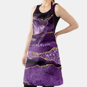 Tablier Agate Purple Gold Parties scintillant Apron avec n