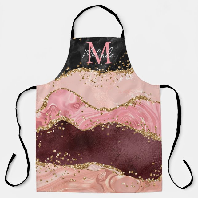Tablier Agate sequins noir et rose (Recto)