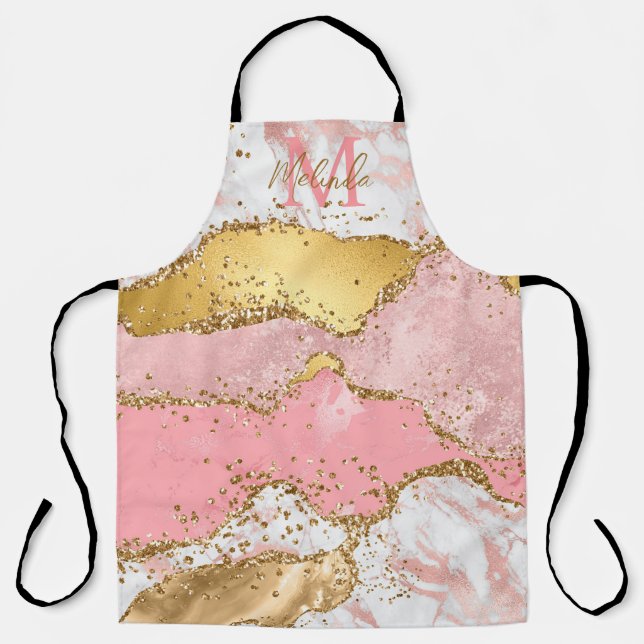 Tablier Agate sequins or et rose (Recto)